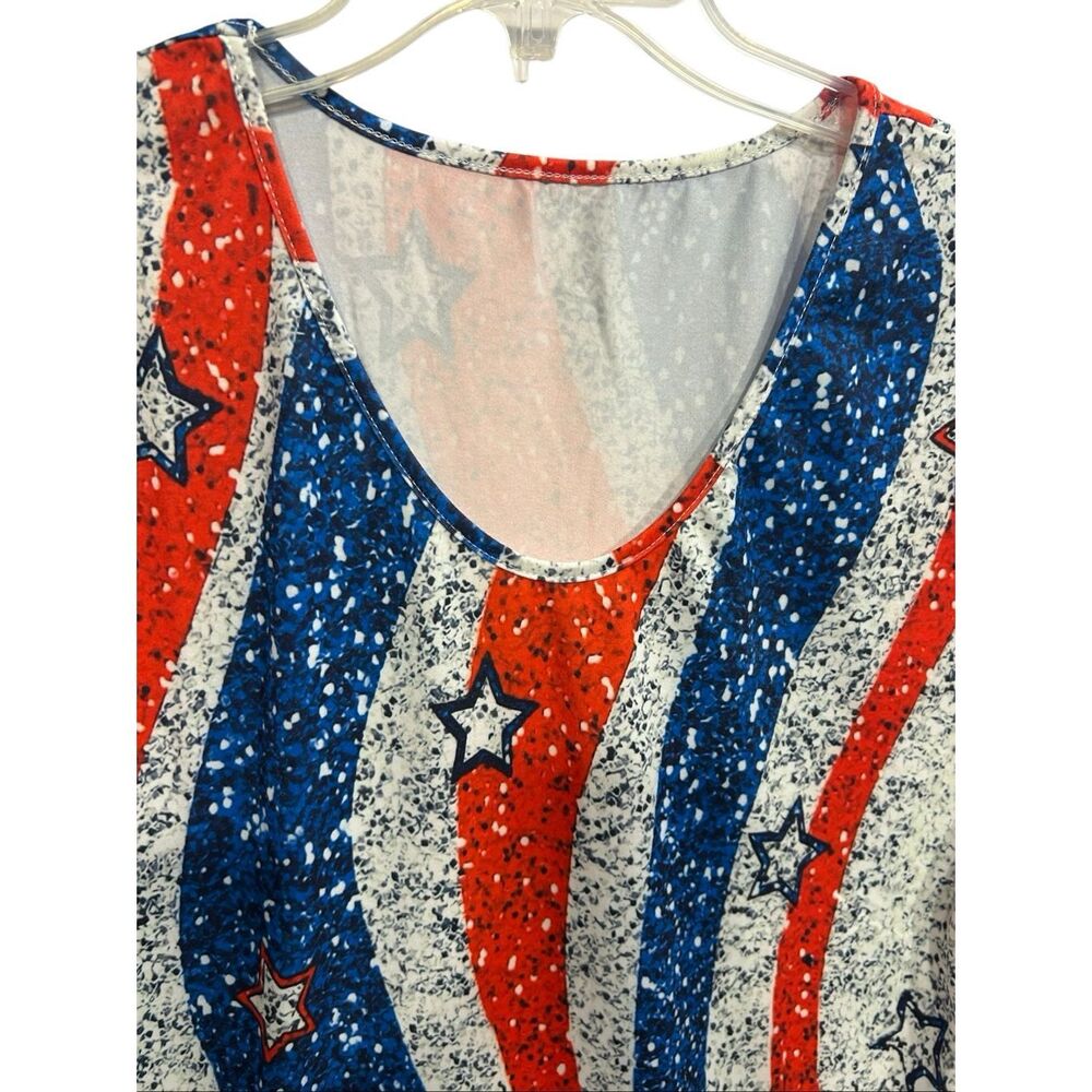 Stars & Stripes Patriotic Graphic Tee Women's XL Red White Blue Americana - Picture 2 of 8